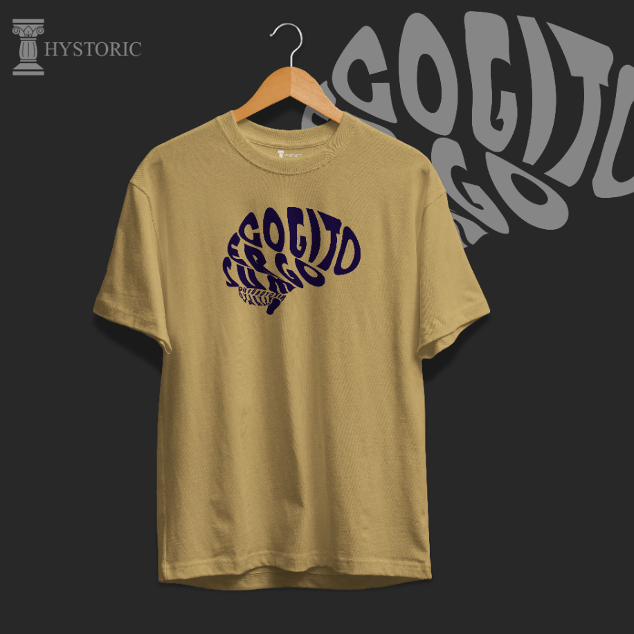 "Düşünüyorum; Öyleyse Varım." Baskılı Basic T-Shirt