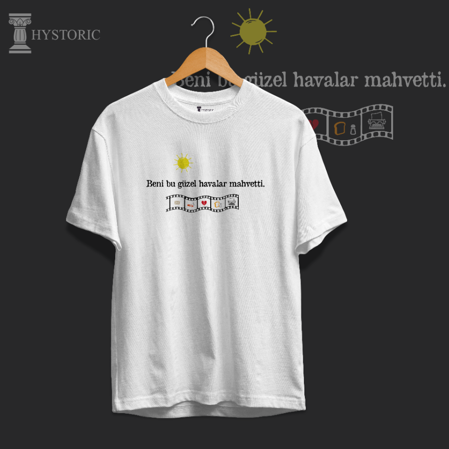 "Beni Bu Güzel Havalar Mahvetti." Baskılı Oversize T-Shirt