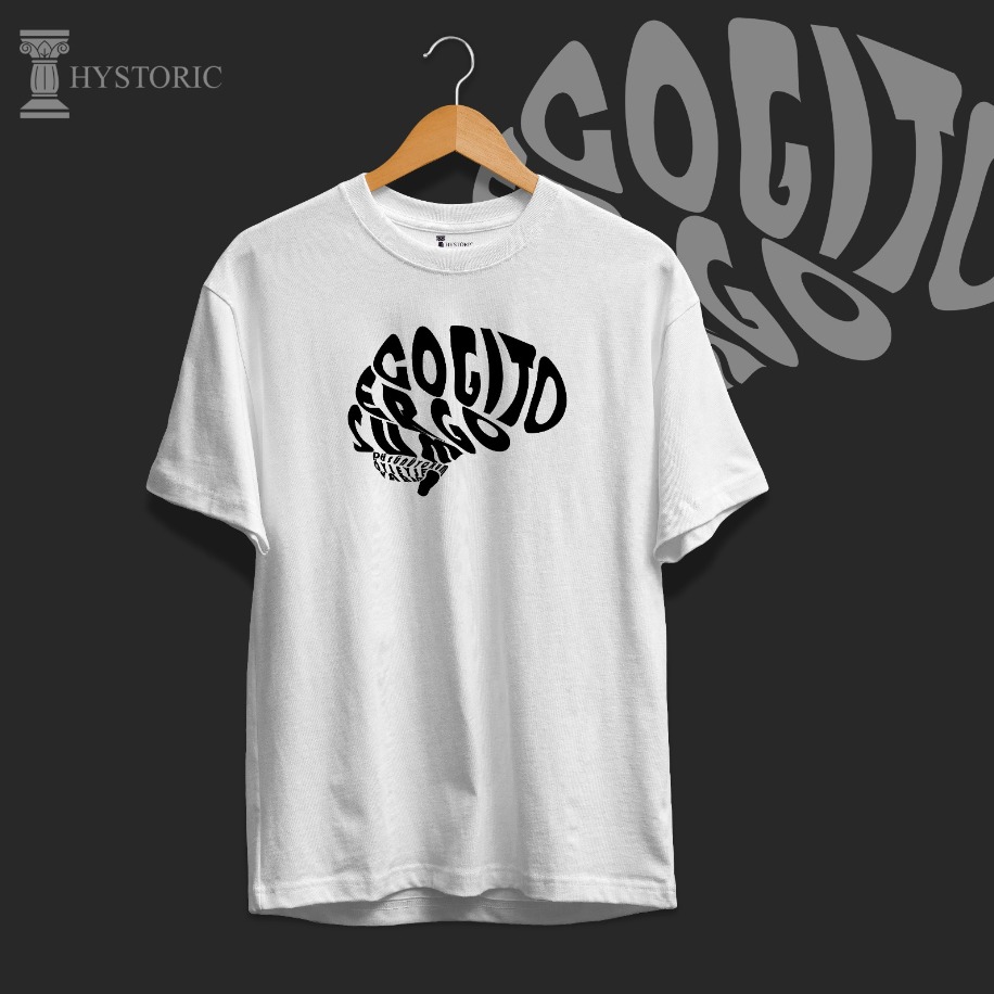 "Düşünüyorum; Öyleyse Varım." Baskılı Oversize T-Shirt
