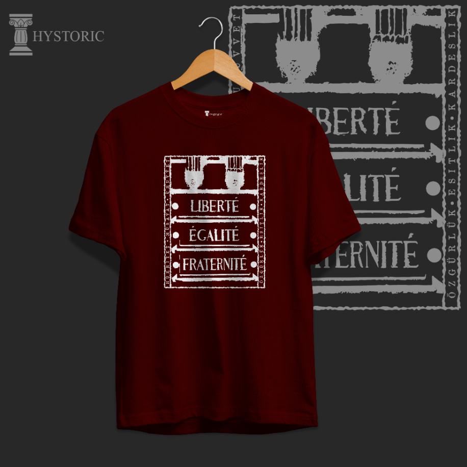 "Liberte, Egalite, Fraternite" Baskılı Basic T-Shirt
