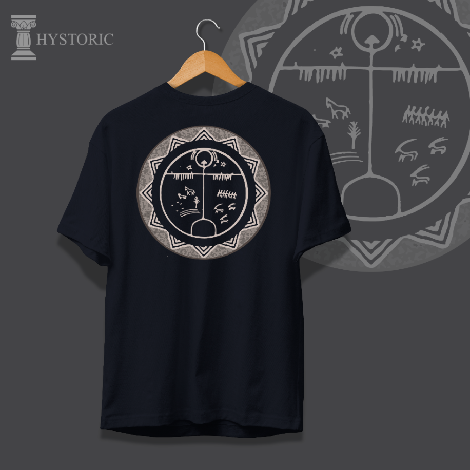 Şaman Davulu Baskılı Basic T-Shirt