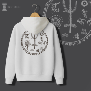 Hayat Ağacı Sırt Baskılı Kapüşonlu Sweatshirt