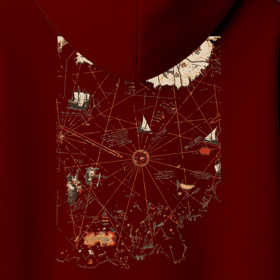 Pîri Reis Haritası Sırt Baskılı Hoodie - Görsel 7