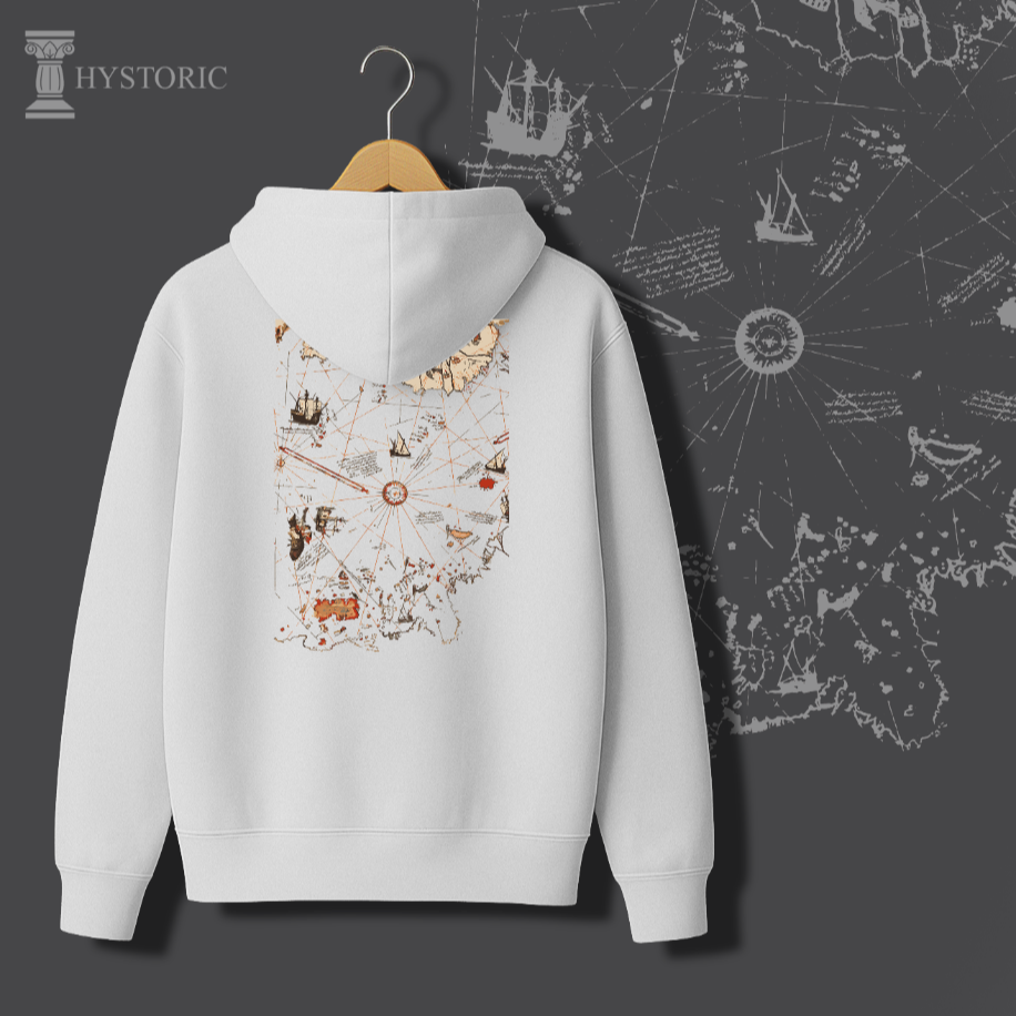 Pîri Reis Haritası Sırt Baskılı Hoodie