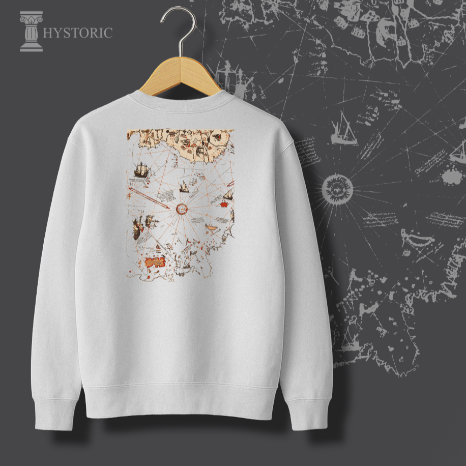 Pîri Reis Haritası Sırt Baskılı Sweatshirt - Görsel 8