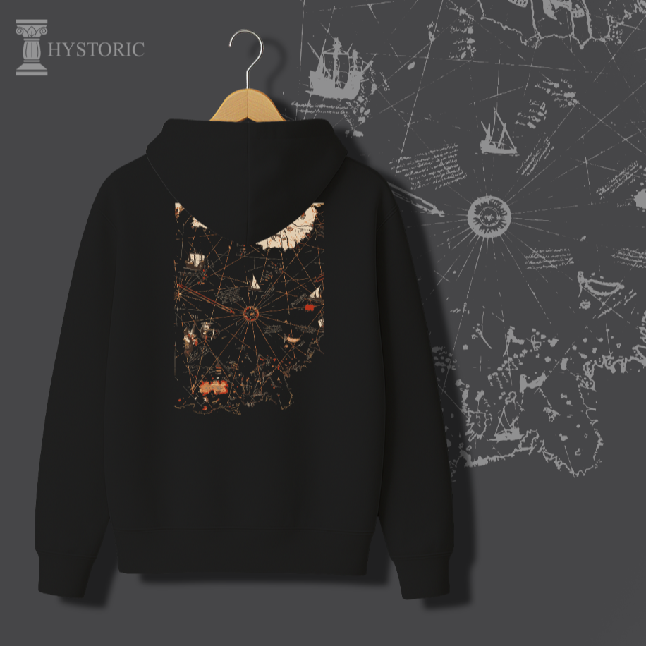 Pîri Reis Haritası Sırt Baskılı Hoodie - Görsel 8