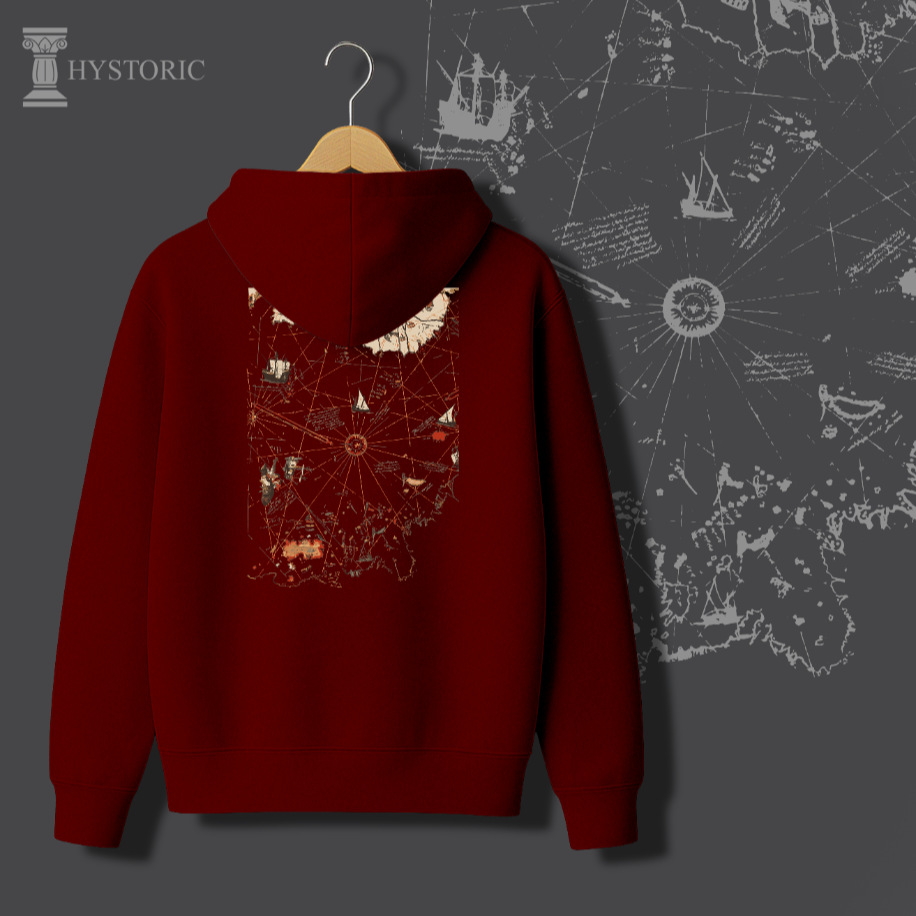 Pîri Reis Haritası Sırt Baskılı Hoodie - Görsel 5