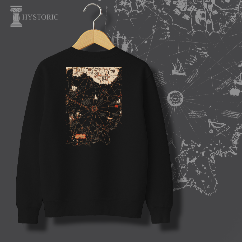 Pîri Reis Haritası Sırt Baskılı Sweatshirt