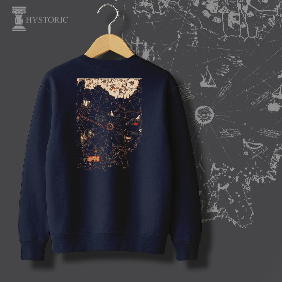 Pîri Reis Haritası Sırt Baskılı Sweatshirt - Görsel 5
