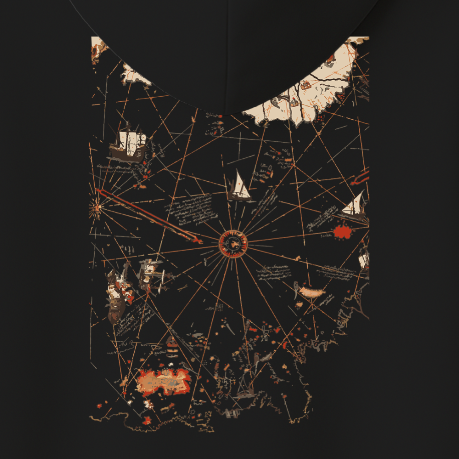 Pîri Reis Haritası Sırt Baskılı Hoodie - Görsel 10