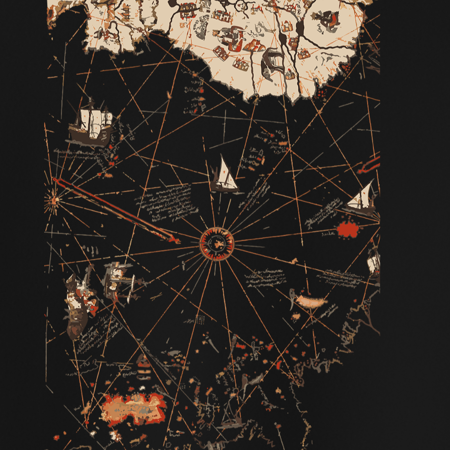 Pîri Reis Haritası Sırt Baskılı Sweatshirt - Görsel 4