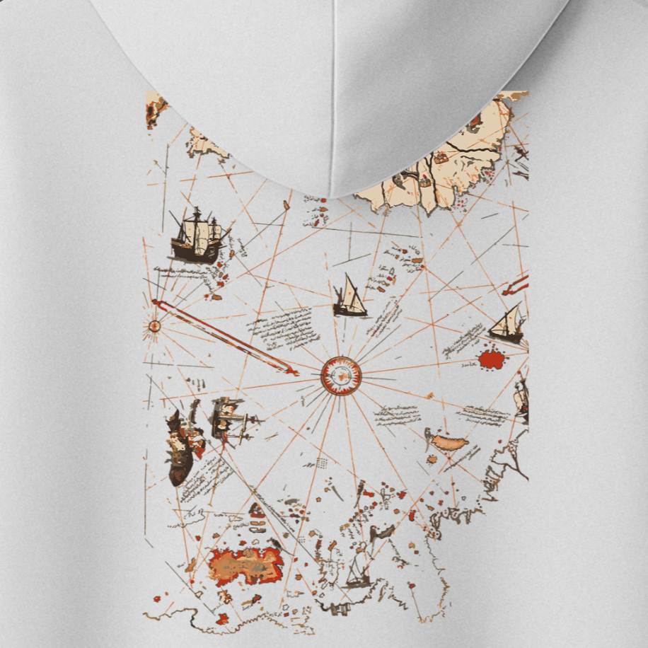 Pîri Reis Haritası Sırt Baskılı Hoodie - Görsel 4