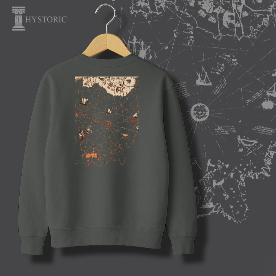 Pîri Reis Haritası Sırt Baskılı Sweatshirt - Görsel 11