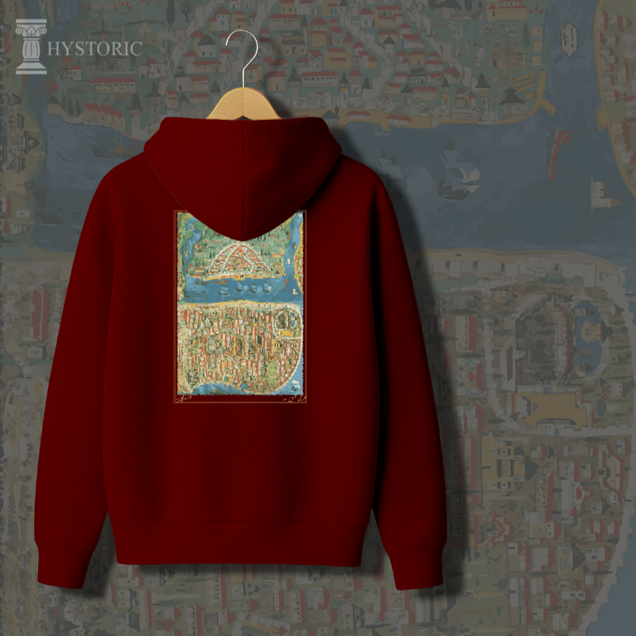 Matrakçı Nasuh İstanbul Haritası Minyatürü Sırt Baskılı Hoodie