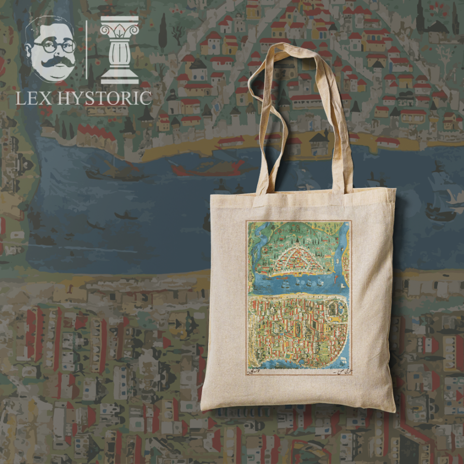 Matrakçı Nasuh İstanbul Haritası Minyatürü Sırt Baskılı Bez Çanta